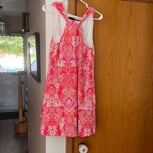 Pink floral mini cocktail dress